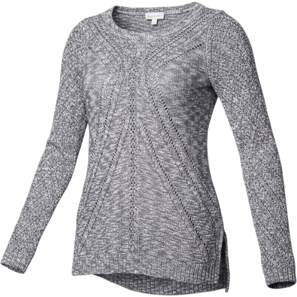 Cloud Chaser Womens Grey Marled Pointelle Knit Long Sleeve Sweater Size M